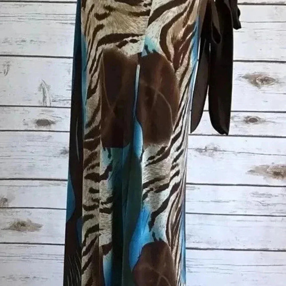 PRETTY YOUNG THING Women Spaghetti Strap Full Length Animal Print Dress Medium - Picture 10 of 11